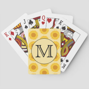 Aangepast monogram, met Gele Zonnebloemen. Speelkaarten