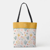 Aangepast Monogram met Kleurrijk Botanisch Patroon Tote Bag (Achterkant)