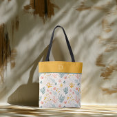Aangepast Monogram met Kleurrijk Botanisch Patroon Tote Bag