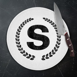 Aangepast Monogram met Laurel-bladeren Snijplank