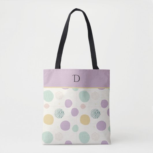 Aangepast monogram met Pastel Minimal Circle Patte Tote Bag (Voorkant)