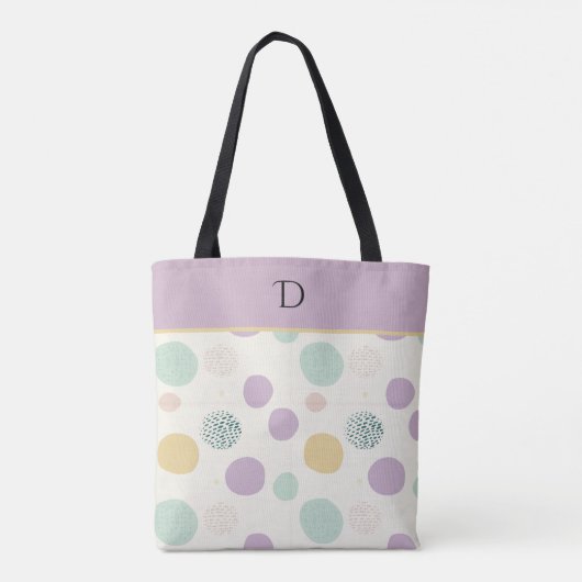 Aangepast monogram met Pastel Minimal Circle Patte Tote Bag (Achterkant)