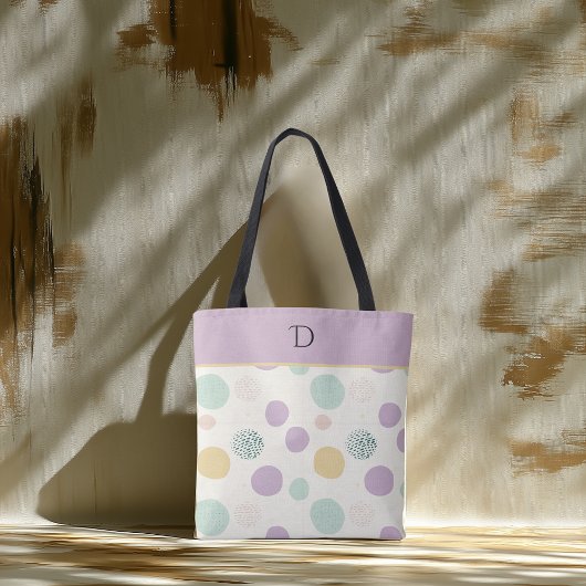 Aangepast monogram met Pastel Minimal Circle Patte Tote Bag