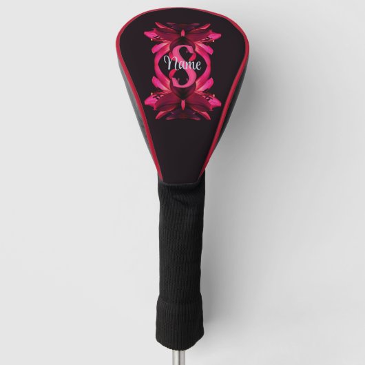 Aangepast Monogram Met Uw Initiële Naam Lelie Bloe Golfheadcover (Voorkant)