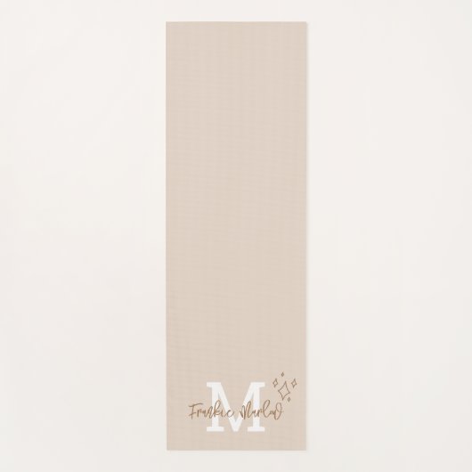 Aangepast monogram Minimale naam Initiaal Beige Yogamat (Voorkant)
