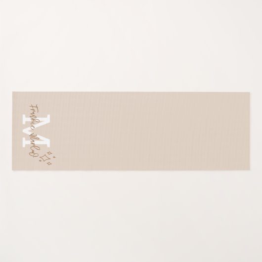 Aangepast monogram Minimale naam Initiaal Beige Yogamat (Voorkant (horizontaal))
