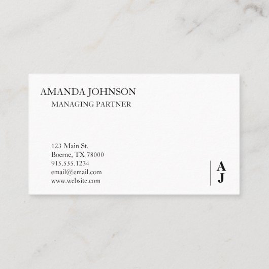 Aangepast monogram minimalistisch visitekaartje (Achterkant)