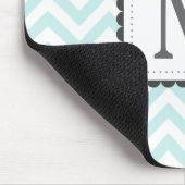 Aangepast monogram mint Blue en White Chevron Muismat (Hoek)