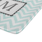 Aangepast monogram mint Blue en White Chevron Snijplank (Hoek)