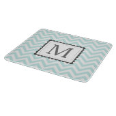 Aangepast monogram mint Blue en White Chevron Snijplank (Hoek)