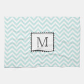 Aangepast monogram mint Blue en White Chevron Theedoek (Horizontaal)