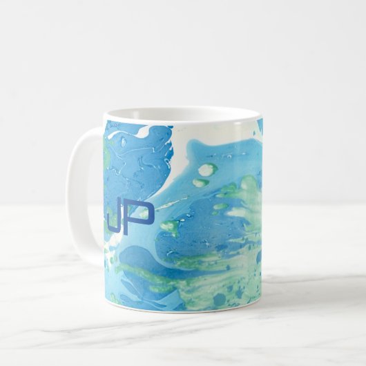 Aangepast monogram modern Abstract Art Blue Koffiemok (Voorkant links)