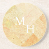 Aangepast Monogram Modern Abstract Elegant Champag Zandsteen Onderzetter (Voorkant)