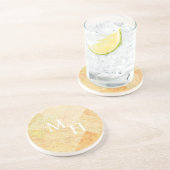 Aangepast Monogram Modern Abstract Elegant Champag Zandsteen Onderzetter (Zijkant)