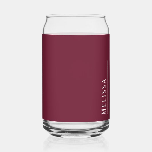 Aangepast monogram, modern Bourgondië Blikvorm Glas (Rechts)