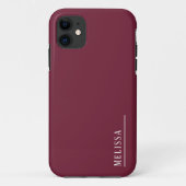 Aangepast monogram, modern Bourgondië Case-Mate iPhone Case (Achterkant)