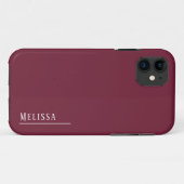 Aangepast monogram, modern Bourgondië Case-Mate iPhone Case (Achterkant (horizontaal))