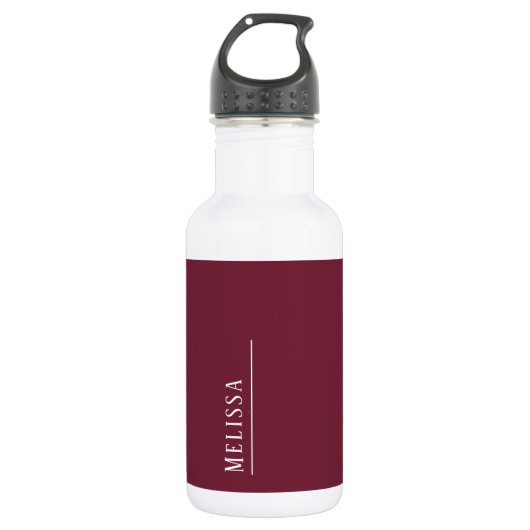 Aangepast monogram, modern Bourgondië Waterfles (Voorkant)