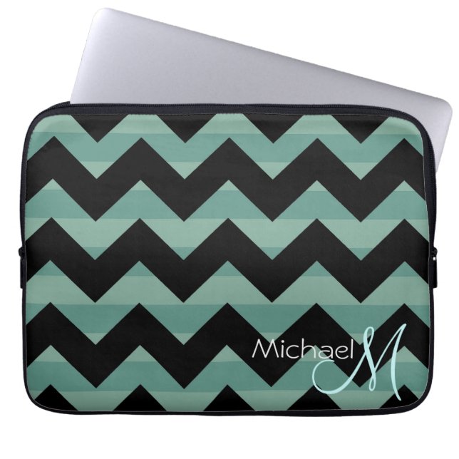 Aangepast Monogram Modern Chevron Zigzag 10 Laptop Sleeve (Voorkant)