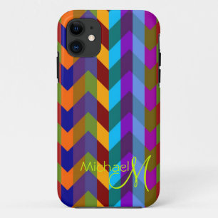 Aangepast monogram Modern Chevron Zigzag 3 Case-Mate iPhone Case