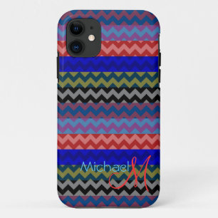 Aangepast monogram Modern Chevron Zigzag 5 iPhone 11 Hoesje