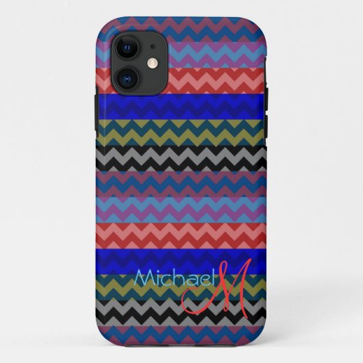 Aangepast monogram Modern Chevron Zigzag 5 Case-Mate iPhone Case (Achterkant)