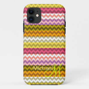 Aangepast monogram Modern Chevron Zigzag 7 Case-Mate iPhone Case