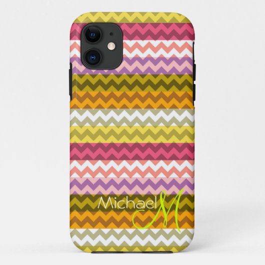 Aangepast monogram Modern Chevron Zigzag 7 Case-Mate iPhone Case (Achterkant)