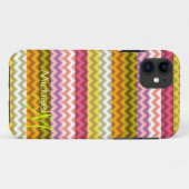 Aangepast monogram Modern Chevron Zigzag 7 Case-Mate iPhone Case (Achterkant (horizontaal))