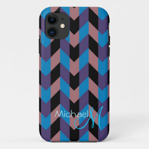 Aangepast monogram Modern Chevron Zigzag 8 Case-Mate iPhone Case