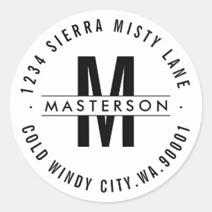 Aangepast Monogram Modern Circle Retouradres Label