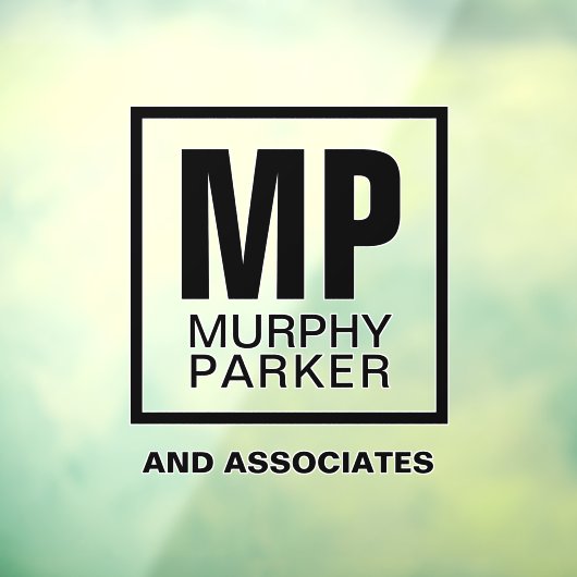 Aangepast monogram modern Eenvoudig vierkant zakel Raamsticker (Vel 3)