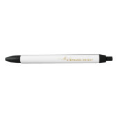 Aangepast Monogram Modern Gold Script Calligrafie Zwarte Inkt Pen (Voorkant)