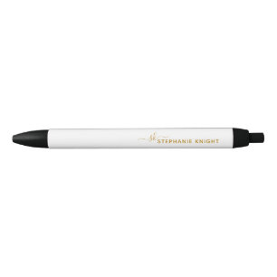 Aangepast Monogram Modern Gold Script Calligrafie Zwarte Inkt Pen