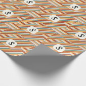 Aangepast Monogram Modern Retro 70s Geometrisch Cadeaupapier (Hoek)