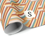 Aangepast Monogram Modern Retro 70s Geometrisch Cadeaupapier (Rol Hoek)