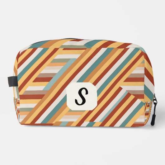 Aangepast monogram modern retro 70s geometrisch toilettasje (Voorkant)
