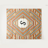 Aangepast monogram modern retro 70s geometrisch wandkleed (Voorkant (horizontaal))