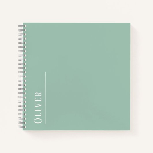 Aangepast monogram, modern saliegroen notitieboek (Voorkant)
