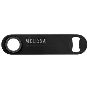 Aangepast monogram, modern zwart eenvoudig speed flessenopener