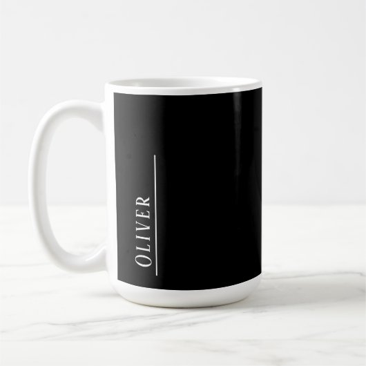 Aangepast monogram, modern zwart en wit koffiemok (Links)