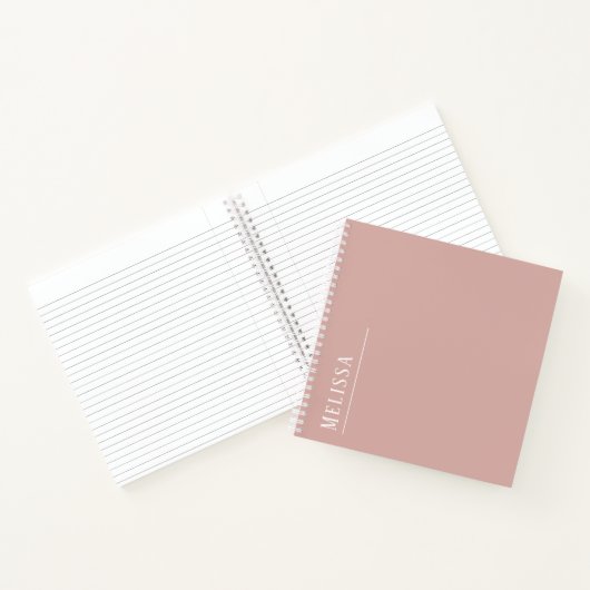 Aangepast monogram, moderne blush roze kleur notitieboek (Binnen)