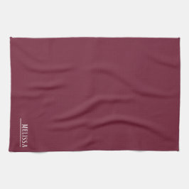 Aangepast monogram, moderne bordeauxrode kleur theedoek