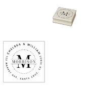 Aangepast Monogram Moderne familienaam Retouradres Rubberstempel (Gestempeld)