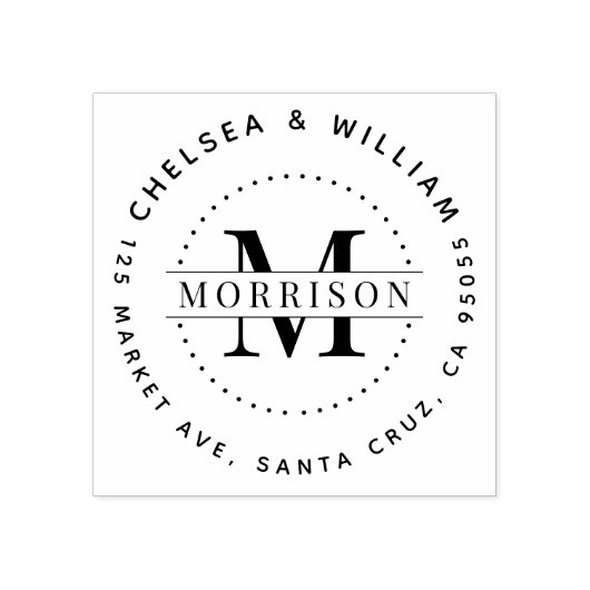 Aangepast Monogram Moderne familienaam Retouradres Rubberstempel (Afrduk)