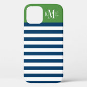 Aangepast monogram moderne groene zeemacht Case-Mate iPhone case (Achterkant)
