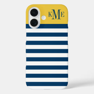 Aangepast monogram moderne maïsgele marineschepen iPhone 16 hoesje