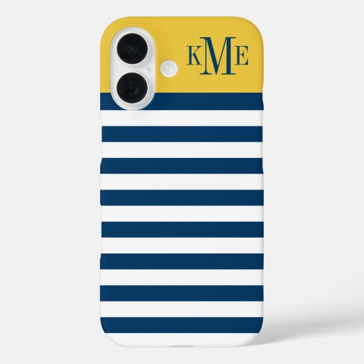 Aangepast monogram moderne maïsgele marineschepen Case-Mate iPhone case (Achterkant)