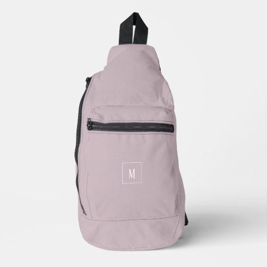 Aangepast monogram, moderne mauve sling bag (Voorkant)