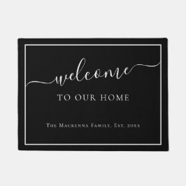 Aangepast monogram moderne persoonlijke familienaa deurmat